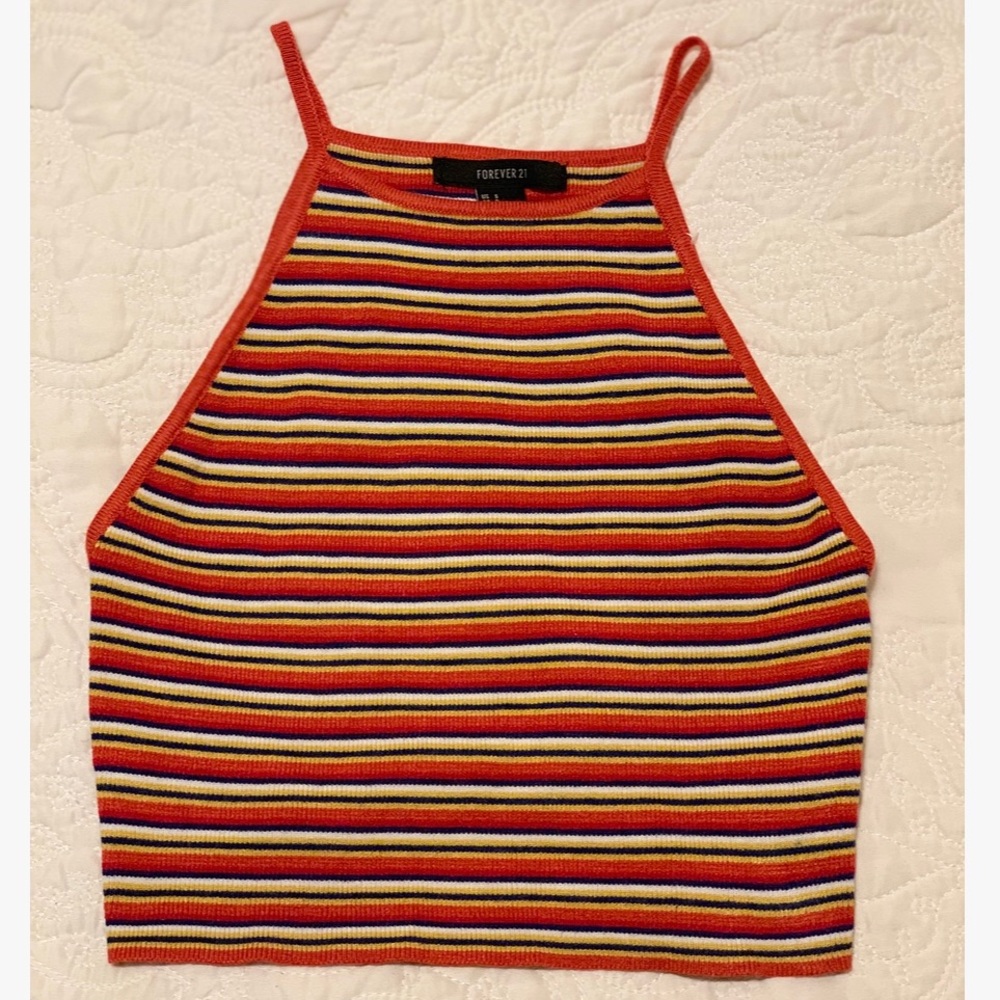 (Never worn) multicolored tight cropped tank